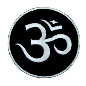 Black & White Om Symbol Patch Embroidered Iron on Applique India Yoga Spiritual